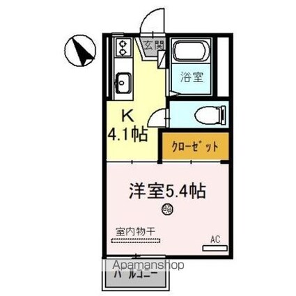 ハイツ西田[1K/21.39m2]の間取図