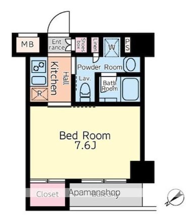 グラントゥルース王子[1K/25m2]の間取図