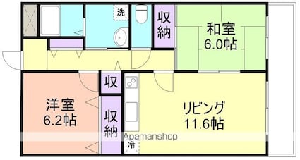 メゾン山水Ⅱ[2LDK/57.68m2]の間取図