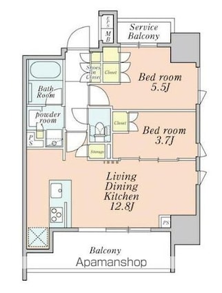 クレストコート本所吾妻橋[2LDK/48.47m2]の間取図