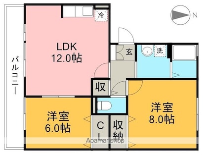 ラ・クレール[2LDK/58.53m2]の間取図