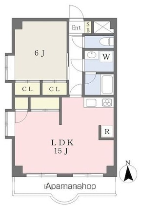 サンディッシュ久米[1LDK/55.02m2]の間取図