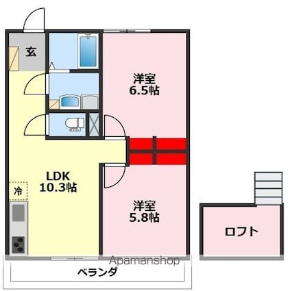 Ｌｉｋｅ北柏[2LDK/45.75m2]の間取図