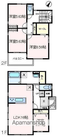 西武鉄道新宿線 狭山市駅 徒歩14分 2階建 新築の間取り写真
