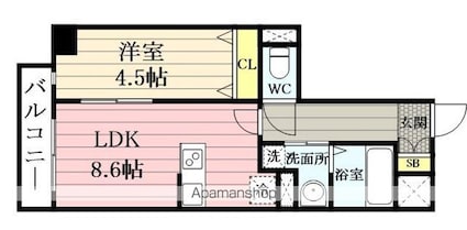 ＬＵＡＮＡ・ＡＩＲ・ＲＥＳＩＤＥＮＣＥ錦町[1LDK/35.29m2]の間取図