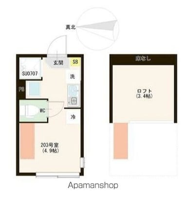 ハーモニーテラス富士見台Ⅳ[1R/11.5m2]の間取図