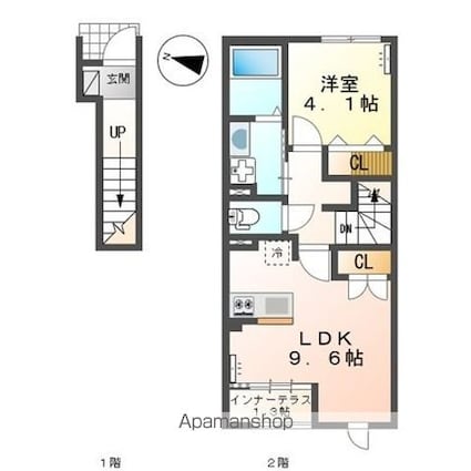 オキグレイス[1LDK/42.64m2]の間取図