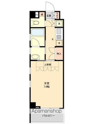 エクシーブ西国立[1K/24.94m2]の間取図