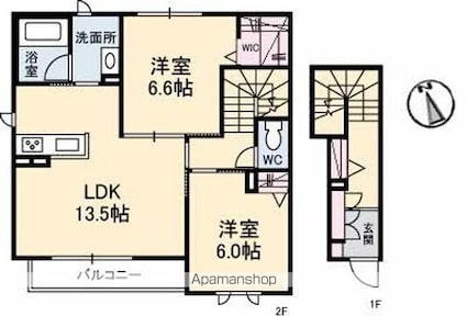 岡山県倉敷市上富井[2LDK/68.8m2]の間取図