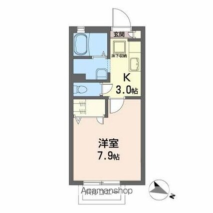 カーサ原町[1K/26.2m2]の間取図