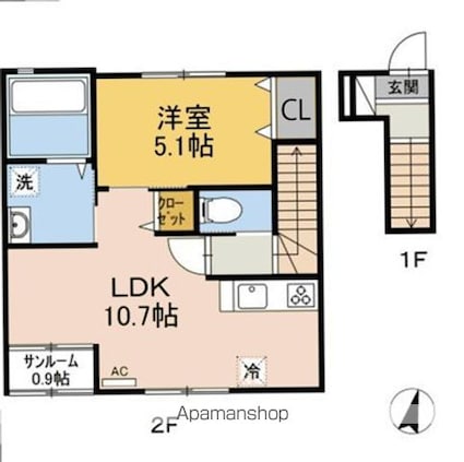 アイディール[1LDK/44.28m2]の間取図