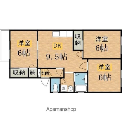 コートハウス富士[3DK/57.36m2]の間取図