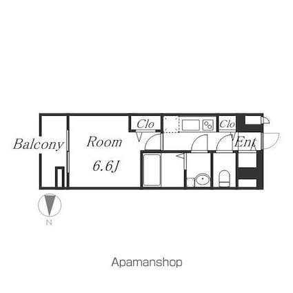 プレサンス名古屋ＳＴＡＴＩＯＮルミアス[1K/22.44m2]の間取図