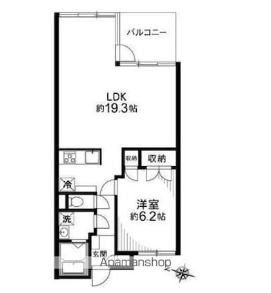東京都世田谷区上用賀３丁目[1LDK/59.5m2]の間取図