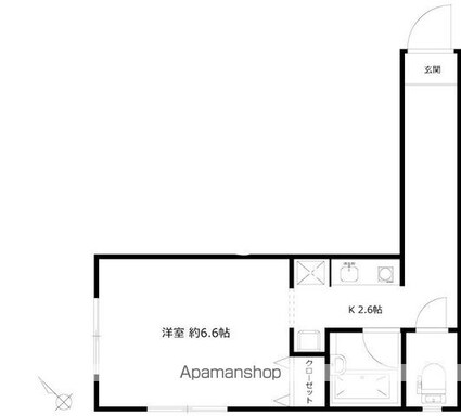 東京都目黒区東山１丁目[1K/24.57m2]の間取図