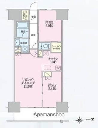 トラープランド翠命館[2LDK/58.32m2]の間取図