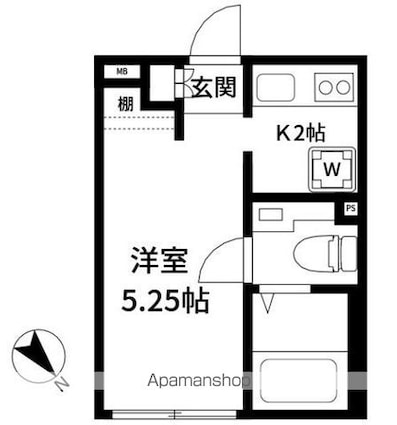 東京都中野区南台４丁目[1K/15.53m2]の間取図