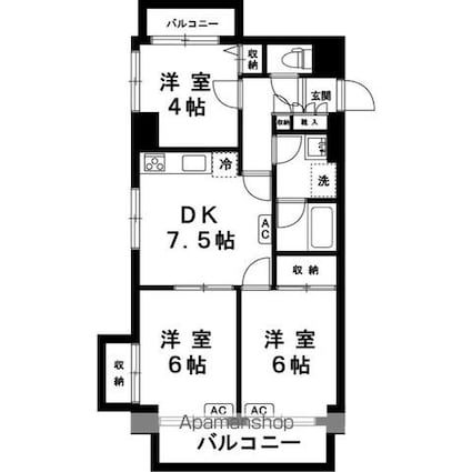 アソシエール千川[3DK/57.17m2]の間取図