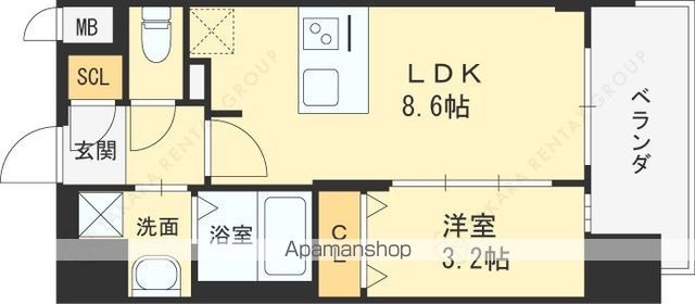 プレサンス京橋GREEN YARDレアルテの間取り写真