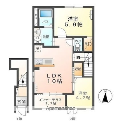 エスパース[2LDK/50.76m2]の間取図