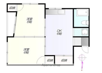 コンフォート竜泉クボタ[2DK/40m2]の間取図