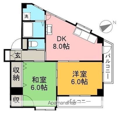 巽ハイツ[2DK/40.8m2]の間取図