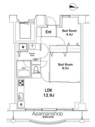 東京都杉並区和田１丁目[2LDK/55.13m2]の間取図