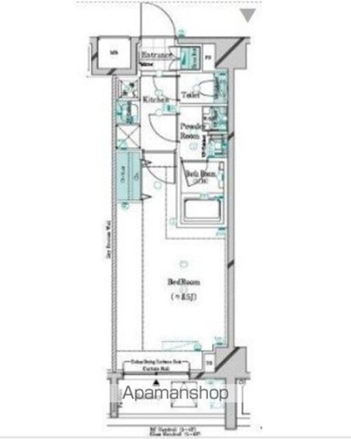 ガリシアレジデンス松陰神社[1K/25.95m2]の間取図