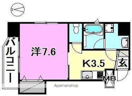 フェニックス永代町[1K/28.56m2]の間取図