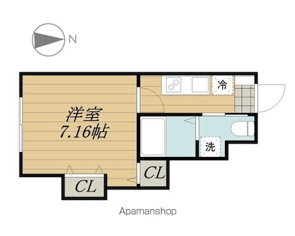 東京都立川市富士見町３丁目[1K/23.04m2]の間取図