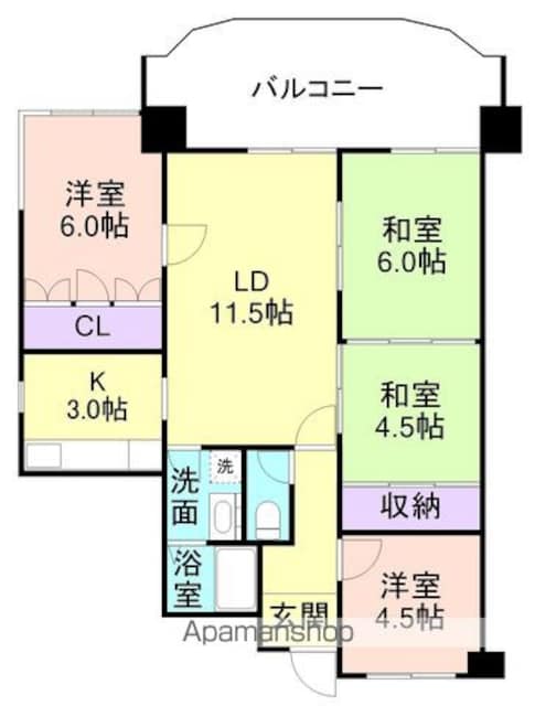 和歌山県和歌山市中之島[4LDK/73.75m2]の間取図