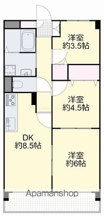 岡山県岡山市北区厚生町２丁目[3DK/57.12m2]の間取図