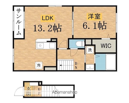 セレニテ東豊田[1LDK/50.43m2]の間取図