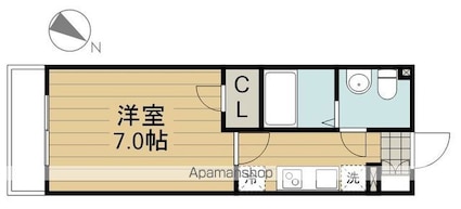 東京都日野市大字日野[1K/25.08m2]の間取図
