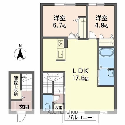 ｃｕｒａｒ・Ｓ[2LDK/67.6m2]の間取図