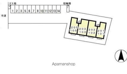 東京都あきる野市二宮[1LDK/36.75m2]の配置図