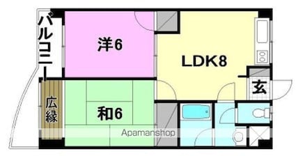 ロイヤルアネックス福音寺[2LDK/46.17m2]の間取図