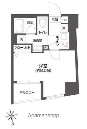 ＧＲＡＮ　ＰＡＳＥＯ　市谷甲良町[1K/25.15m2]の間取図