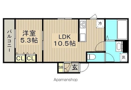 プラネッツ[1LDK/38.87m2]の間取図