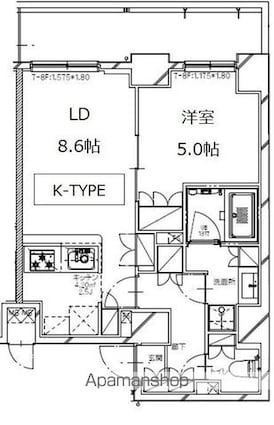 ＳーＲＥＳＩＤＥＮＣＥ月島[1LDK/44.67m2]の間取図