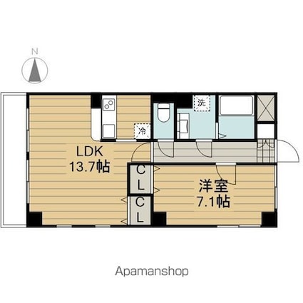 東京都立川市柴崎町３丁目[1LDK/48.32m2]の間取図