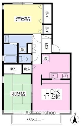 セントラルコート鷹子Ａ・Ｂ棟[2LDK/59.16m2]の間取図
