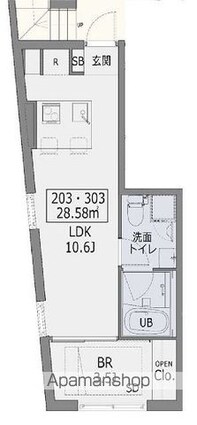 Ｈｅｕｒｅｕｘ中野若宮[1LDK/28.58m2]の間取図