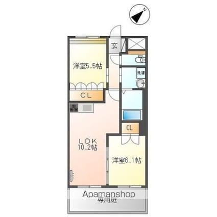 ディアステージシャロン[2LDK/51.3m2]の間取図