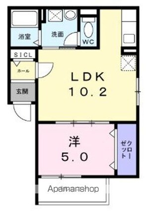 マーベラスコートⅥ番館[1LDK/36.64m2]の間取図