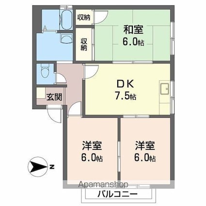 ＫＡＢＩＥＮ　Ａ棟[3DK/57.69m2]の間取図