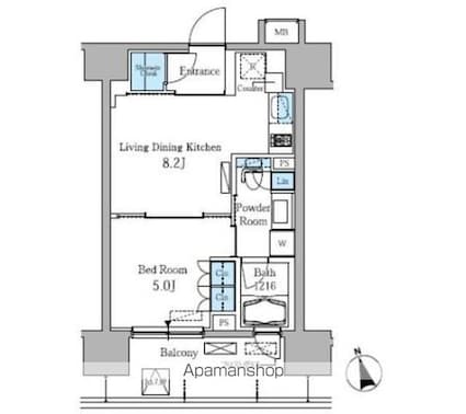 パークアクシス高田馬場[1LDK/34.08m2]の間取図