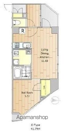 東京都目黒区柿の木坂１丁目[1LDK/41.79m2]の間取図