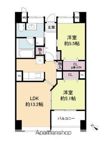 【福岡市中央区渡辺通のマンションの間取り】