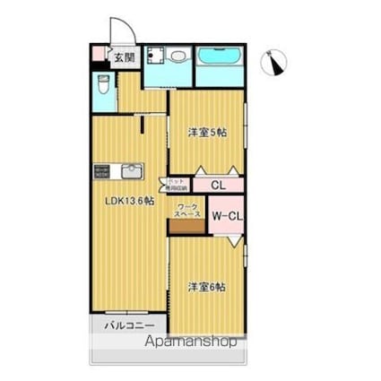 Ｌｕｍｉｅｒｅ　ｄｕ　ｓｏｌｅｉｌ[2LDK/60.23m2]の間取図
